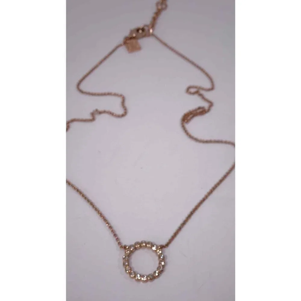 Banana Republic Women's Rose Gold Pave Circle Pendant Necklace NWT 48